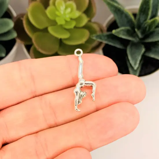 Antiqued Silver Gymnast Charms, 30x10mm {2}