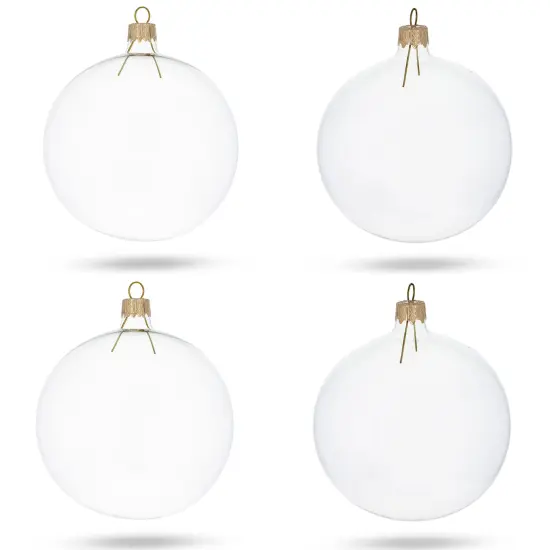 Set of 4 Clear Glass Ball Christmas Ornaments DIY Craft 4 Inches {1}