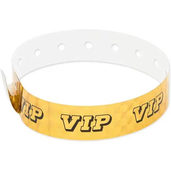 VIP Wristbands, Gold Holographic Plastic Bracelets (9.75 x 0.65 in, 100 Pack) {4}