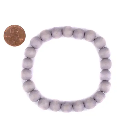 The Bead Chest Wood Stretch Bracelet, Light Grey - Stackable Beaded Jewelry, Unisex for Men & Women {2}