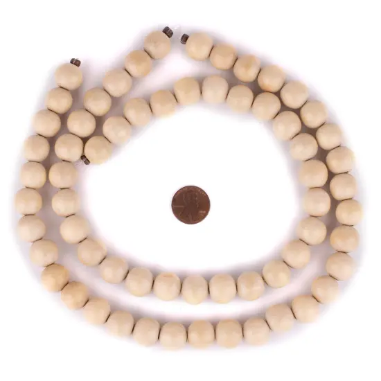 The Bead Chest Natural 14mm Wooden Beads in Cream for Jewelry Making &ndash; Round Loose Wood Spacer Beads I Approximately 30 Beads {2}