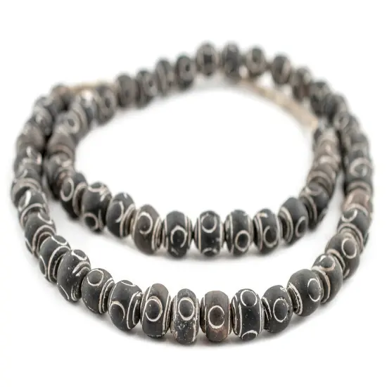 The Bead Chest Black Terracotta Round Mali Clay Beads (12mm) {3}