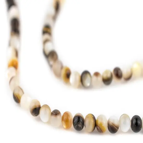 The Bead Chest Round Black & White Shell Beads (4mm) {1}
