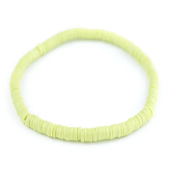 The Bead Chest Boho Stretch Bracelet, Lime Green - Stackable African Vinyl Heishi, Unisex for Men & Women {1}