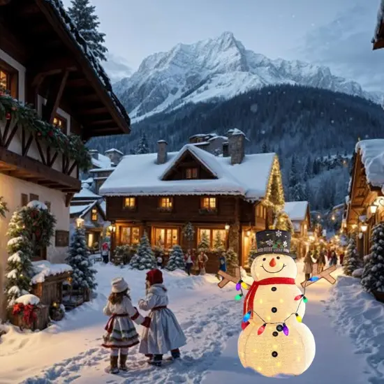 Holiday LED Snowman Display with Top Hat and Scarf Indoor Outdoor Use 45 x 28 x 60 in {3}