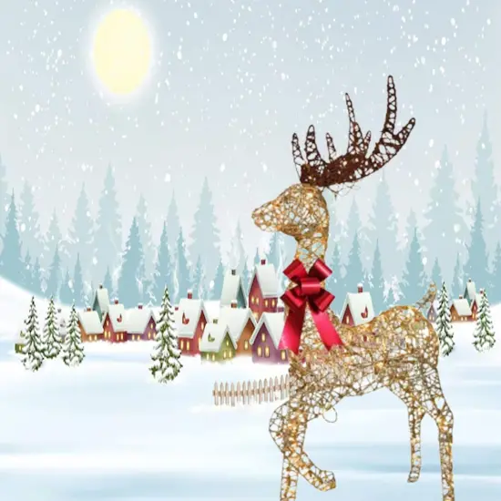 Indoor Outdoor White Reindeer Sleigh Decoration with Warm White LED Lights 19.69 x 7.28 x 16.14 in {2}