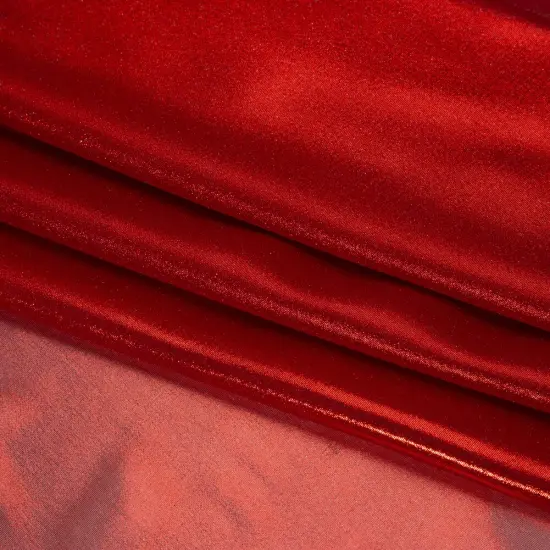 1 Yard Red on Red Liquid Sheen Metallic Polyester Chiffon Sheer Fabric 60" Width {1}