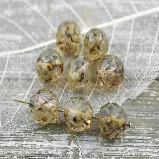 *17* 12mm Crystal Travertine Fire Polished Round Beads {3}