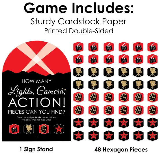 Big Dot of Happiness Red Carpet - Movie Night Party Scavenger Hunt - 1 Stand and 48 Game Pieces - Hide and Find Game {6}