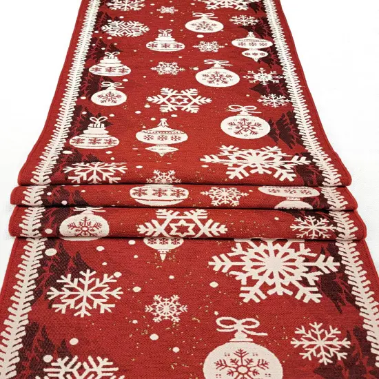 Red Christmas Ornaments Table Runner {3}