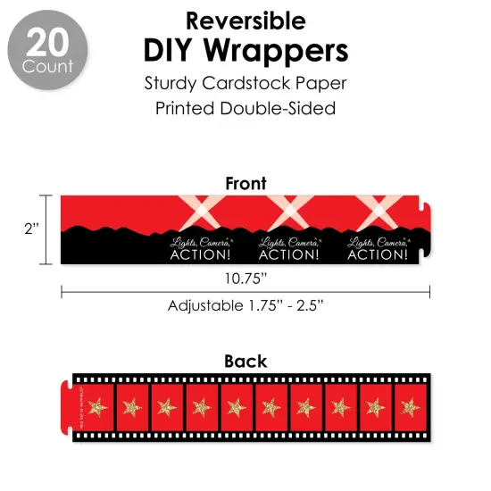 Big Dot of Happiness Red Carpet - Movie Night Party Favors and Cupcake Kit - Fabulous Favor Party Pack - 100 Pieces {4}
