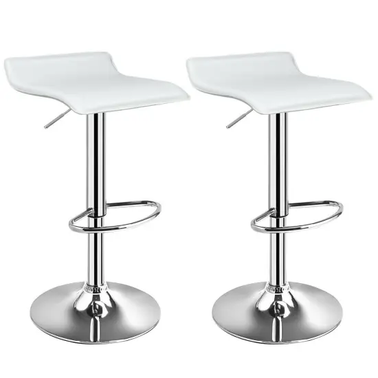 Set of 2 Modern Design Adjustable PU Leather Backless Bar Stools Black {7}