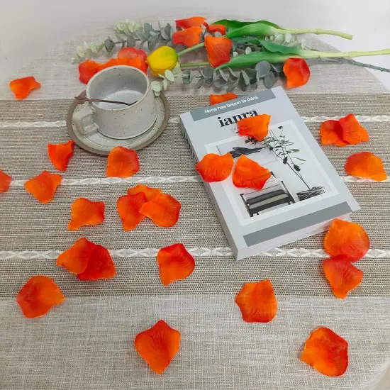 0.45LB Sunset Red Rose Petals for Wedding,2500 Pcs Fake Rose Petals (2.3'') {5}