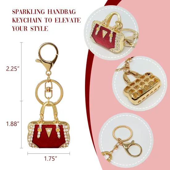 Wrapables Stylish Crystal Rhinestone Handbag Shaped Purse Charm Keychain, Red {2}