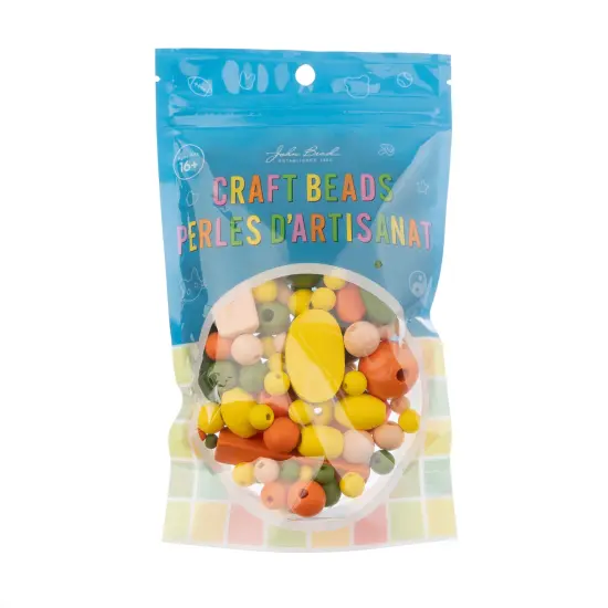 John Bead Craft Wood Beads with Elastic Nylon Cord, 90g Warm Tone & Green {5}