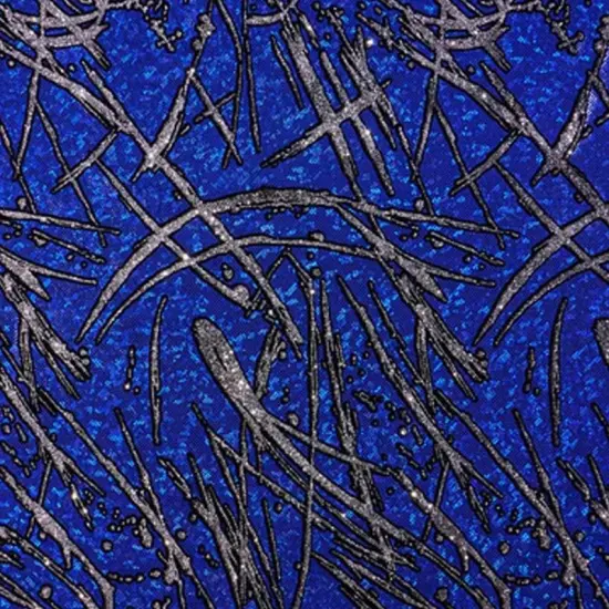 Pollock Shattered Glass Foiled Spandex Fabric Royal {1}