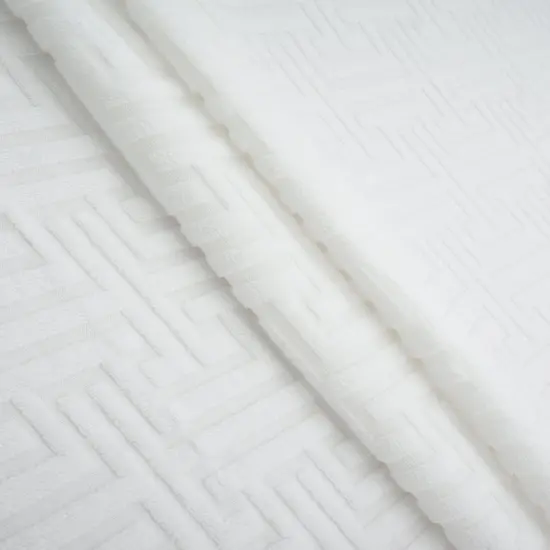 1 Yard Geo Towel Jacquard Fabric Stretch Polyester Spandex 58/59 Inches Wide IVORY {3}