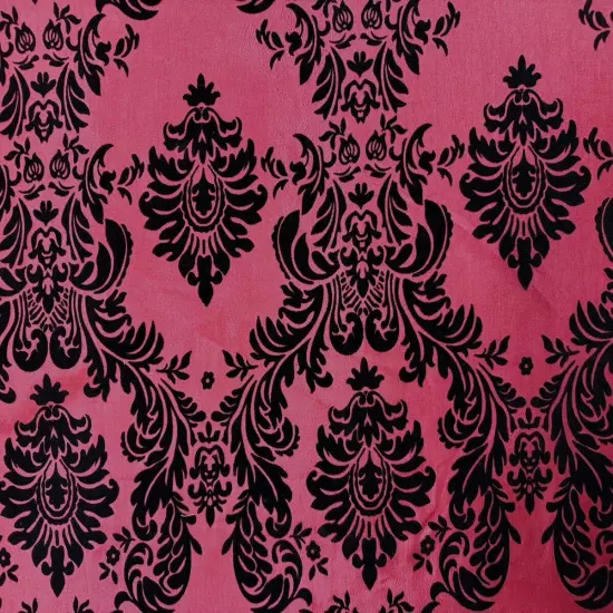 1 Yard Damask Flocked Taffeta Fabric For Drapery Costume Home Decor Crafts 60 Inch Width Dark Red {1}