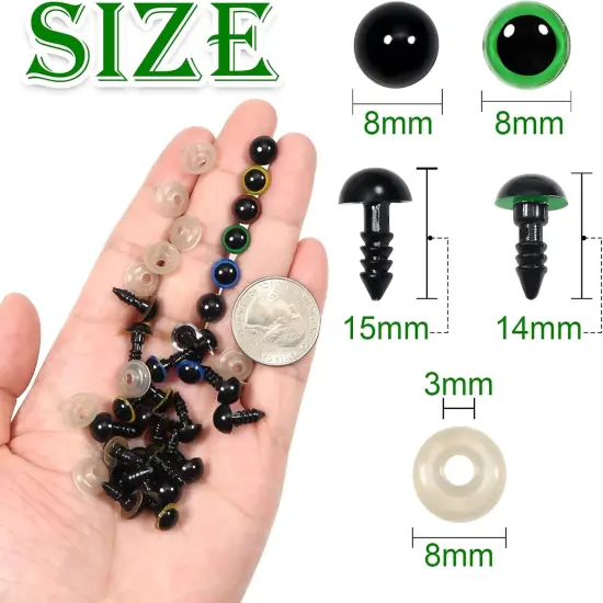 140pcs 8mm Colorful Plastic Safety Eyes Craft Eyes with Washers {2}