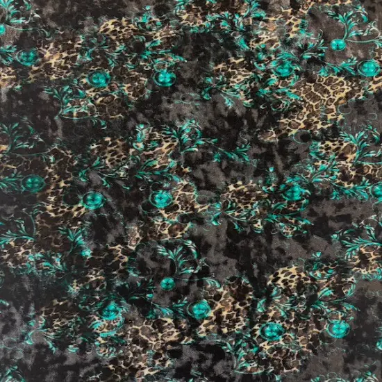 1 Yard Camouflage Leopard Crushed Stretch Velvet Fabric for Apparel Crafts Costumes & Decor 60 Inches Width Gray {4}