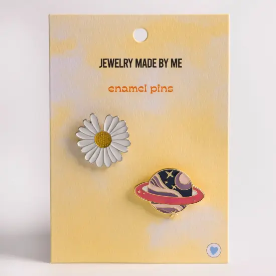 Flower and Planet Enamel Pins 2Pack {1}