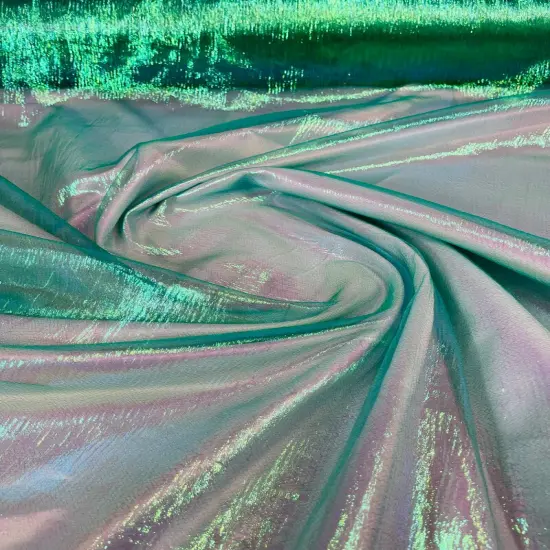 1 Yard Crush Iridescent Organza Fabric Lightweight Sheer Nylon Acrylic for Decor Costumes 44/45 Inch Width Green {1}
