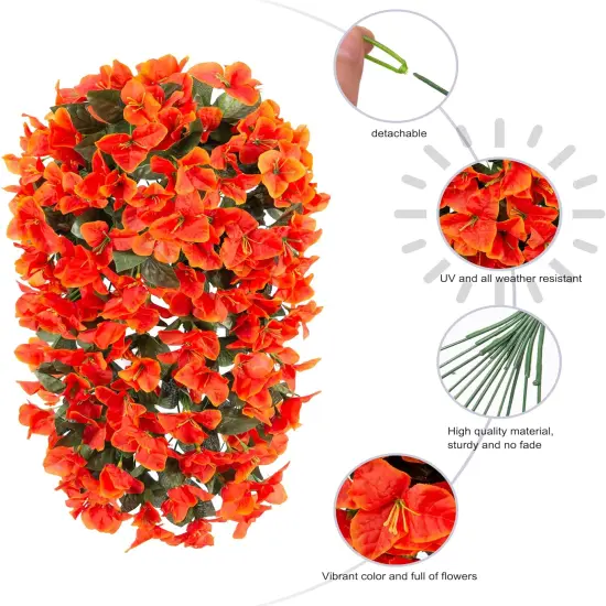 2 PCS Artificial Bougainvillea Flowers - Orange {5}