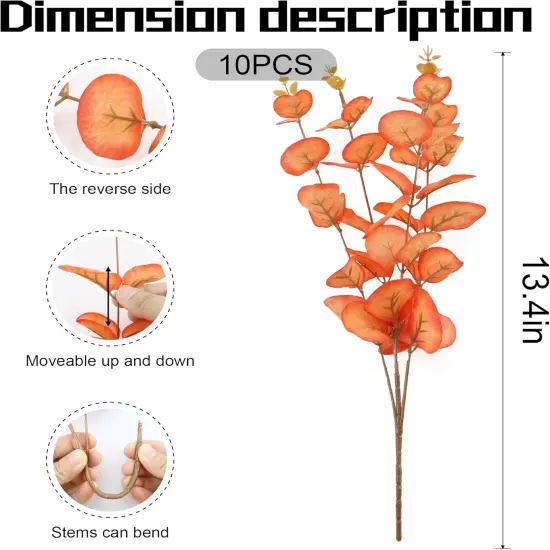 10 Pcs Fall Eucalyptus Stems - 13.4 inch (Autumn) {2}