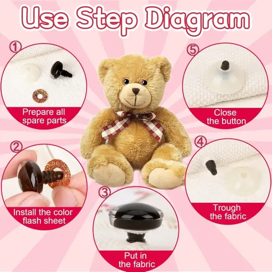 120Pieces 3D Glitter Plastic Safety Eyes - 10 Colors {3}