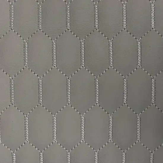 1 Yard Honeycomb Quilted Faux Leather Vinyl Fabric For Upholstery Car Seats Crafts Wall 54" Width Gray | Silver {1}
