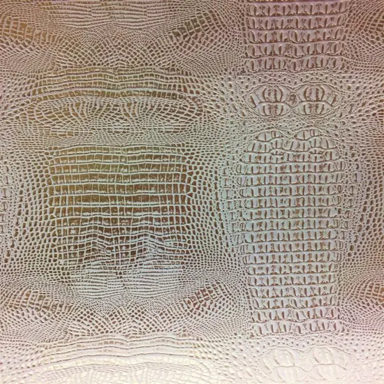 1 Yard Metallic Faux Gator Vinyl Fabric For Upholstery Handbags Crafts Decor 54 Inch Width White3/ Gold {1}