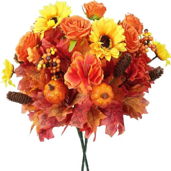 2 Bundles Fall Flowers - Orange Red {1}