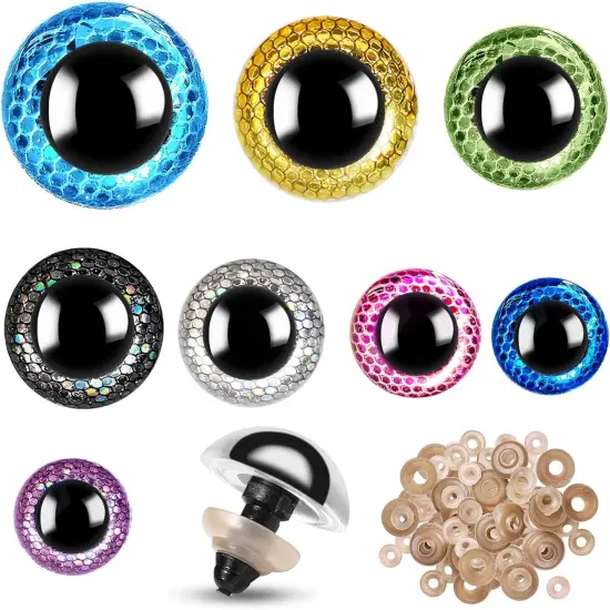 160pcs Rainbow Glitter Safety Eyes for Amigurumi {1}