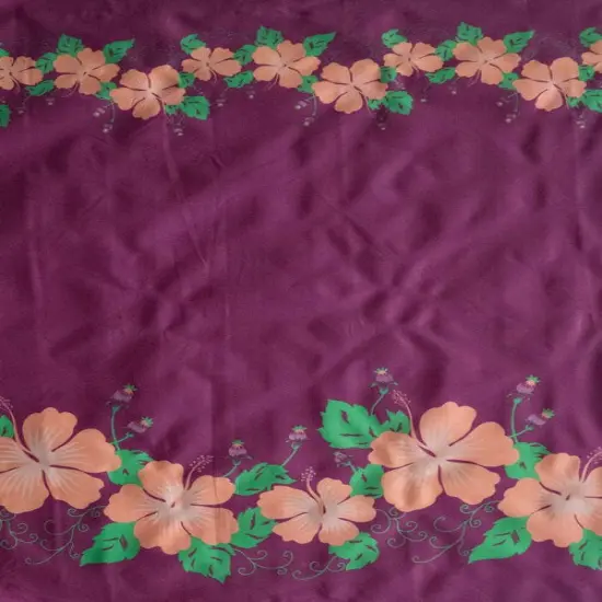 1 Yard Hibiscus Double Border Polyester Fabric For Apparel And Tropical D&eacute;cor Projects 60 Inch Royal/Magenta {6}