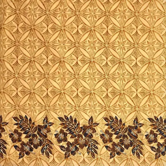 1 Yard Tropical Floral Border Fabric 100% Polyester, 60" Wide Sand {1}