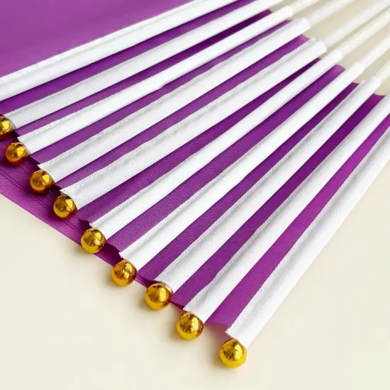 25 Pack Solid Purple Flag Small Mini Plain Purple DIY Flags On Stick,Party Decorations for Parades,Grand Opening,Kids Birthday,Party Events Celebration, 8.2 x 5.5 inchs,11.8 inchs {4}