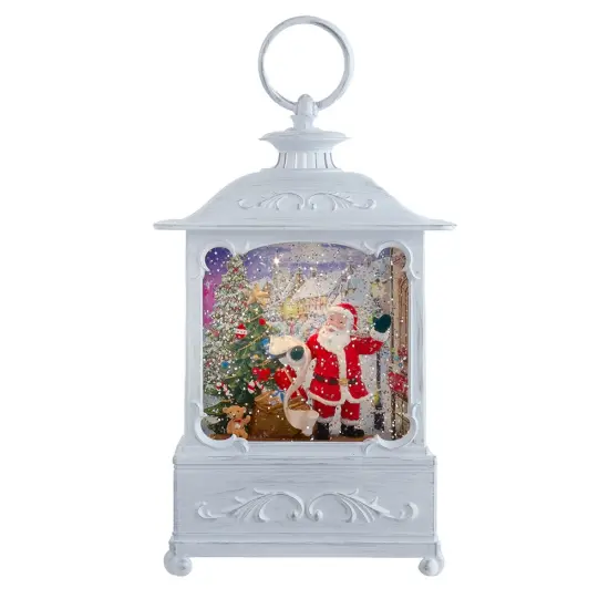 Kurt Adler 10-Inch Battery Operated Warm White LED Lighted Santa With Gifts Lantern {1}