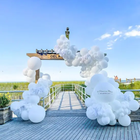 100 Pieces Bezente White Balloons Latex Party Balloons, 12 inch Round Helium Balloons for White Themed Wedding Graduation Birthday Party Backdrop Decorations {1}