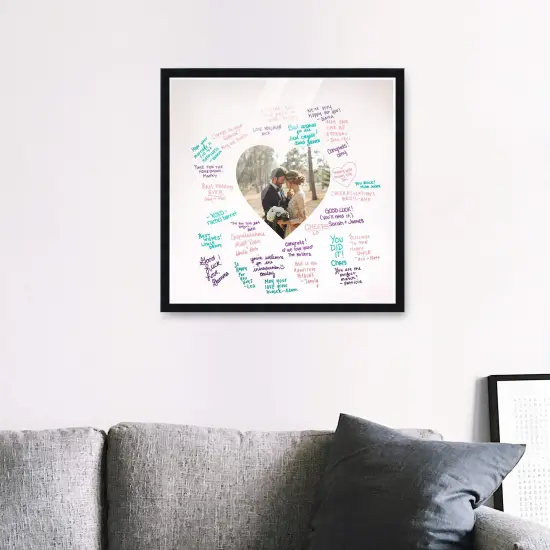 Autograph Black Wood Frame with Heart White Mat - Perfect for Event Signatures, Full-Color Pen Set Included - 3 Sizes Available {5}