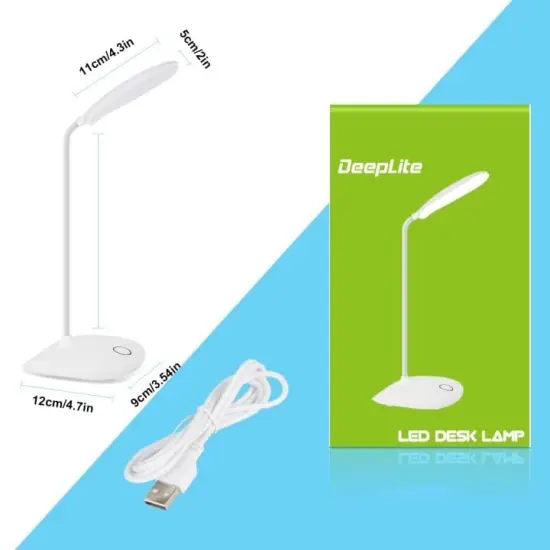 LED Desk Lamp with Flexible Gooseneck 3 Level Brightness, Battery Operated Table Lamp 5W Touch Control,Compact Portable lamp for Dorm Study Office Bedroom,Eye-Caring and Energy Saving {1}