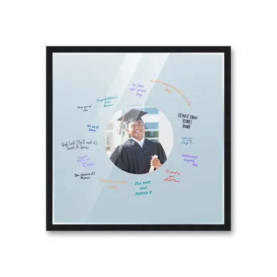 Autograph Black Wood Frame with Circle Blue Mat - Perfect for Event Signatures, Full-Color Pen Set Included - 3 Sizes Available {2}