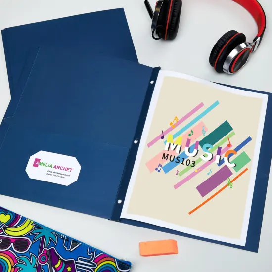 Avery Two Pocket Folders with 3 Prong Fasteners, Holds 70 Sheets, 25 Dark Blue Folders (47975) {3}