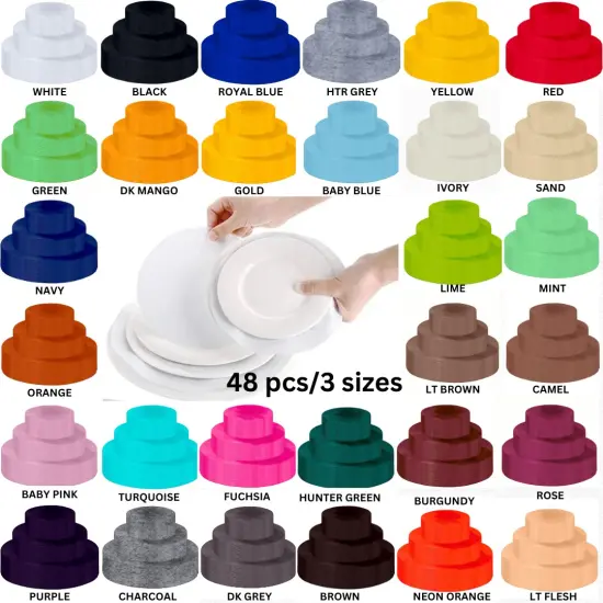 FabricLA Felt Plate Storage Dividers Protectors - 48 Pieces | Round Felt Plate Separators in 3 Sizes {2}