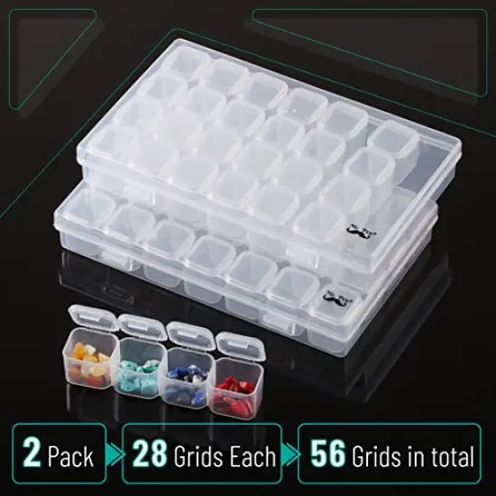 28 Grids, 2 Pack, Bead Storage Containers with 160pcs Label Stickers, Diamond Art, Bead Box, Diamond Painting Organizer {2}