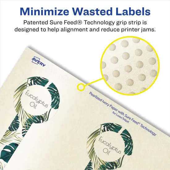 Avery Pearlized Ivory Lollipop Labels with Sure Feed Technology, Print-to-the-Edge, 1.5" x 4" {4}