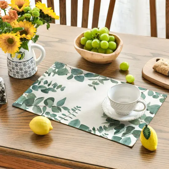 Eucalyptus Leaves Summer Placemats for Dining Table(green) {3}