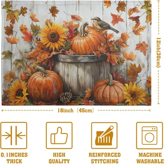 Set of 4 Fall Pumpkin Placemats - 12x18 Inch {4}