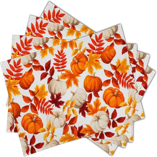 Fall Placemats 12&times;18 Inches Set of 4 Watercolor Pumpkin(Watercolor Pumpkin) {2}