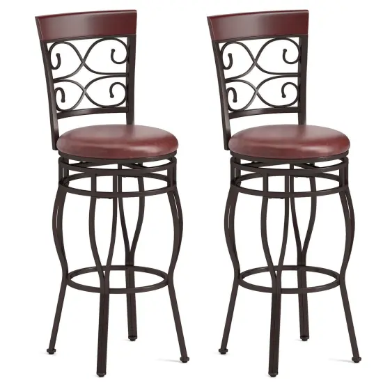 Costway Set of 2 Vintage Bar Stools 30" Swivel Padded Seat Bistro Dining Kitchen Pub Chair {1}