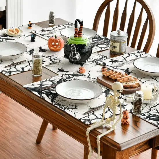 Tree Crows Halloween Placemats Set of 4(Beige/Black) {3}